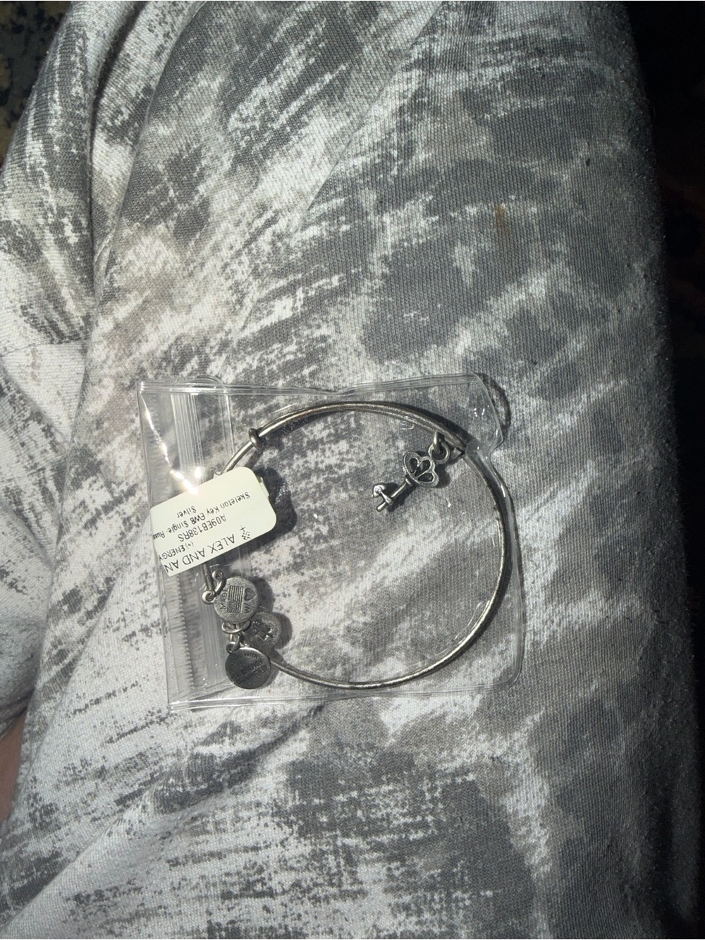 Alex and Ani Silver Key Charm Bangle Bracelet